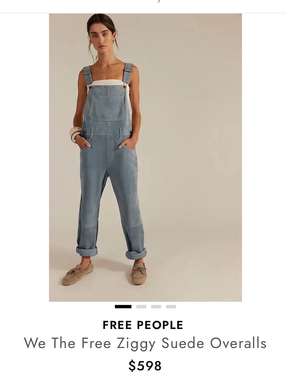 Free People Suede Overalls in Dusty Blue NWT